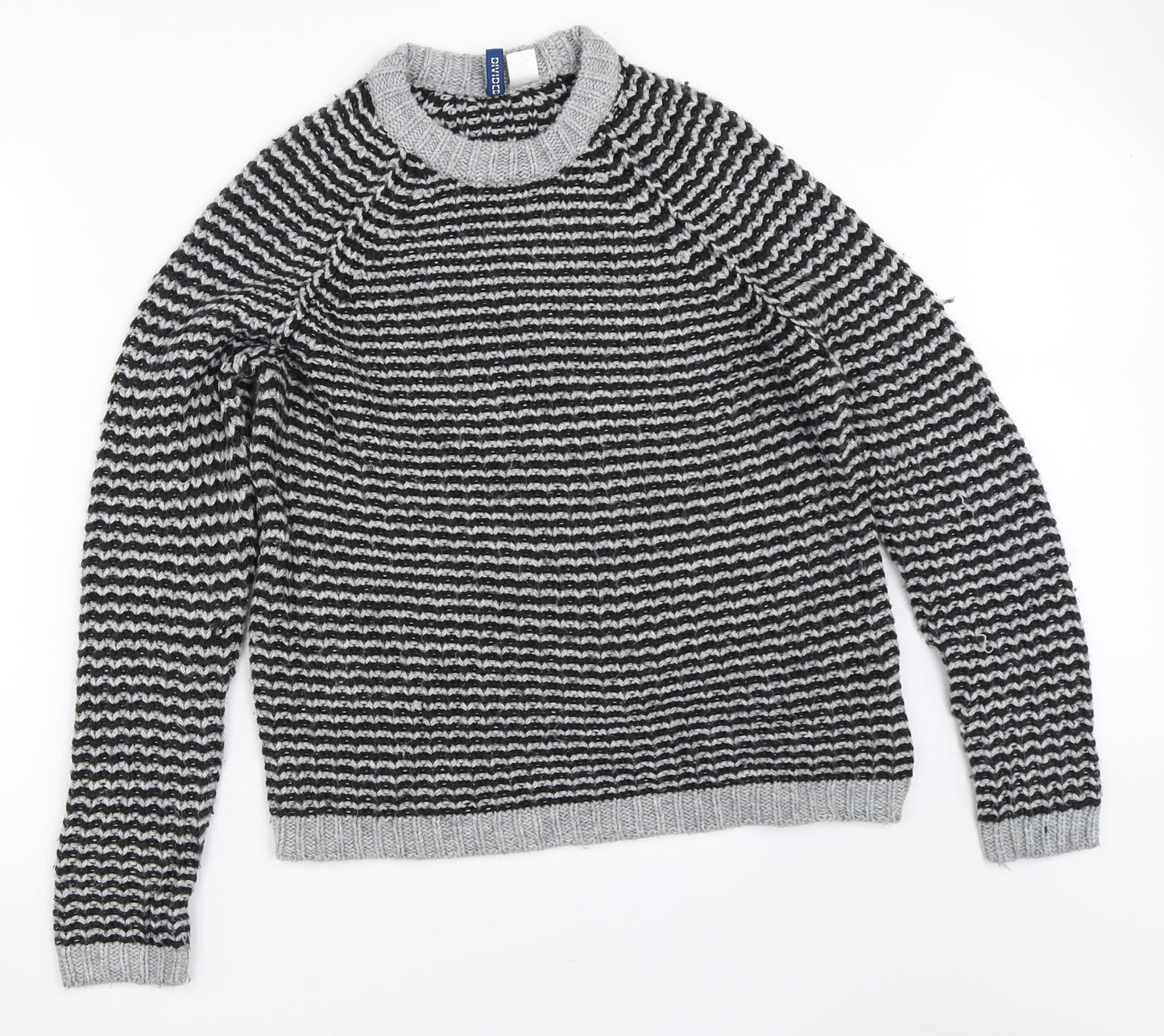 H&M Womens Grey Striped  Pullover Jumper Size S