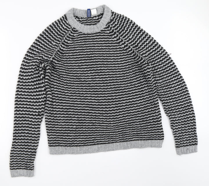 H&M Womens Grey Striped  Pullover Jumper Size S