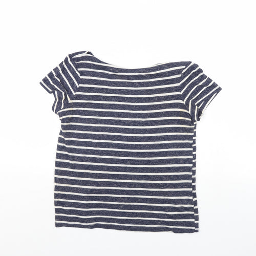 Atmosphere Womens Blue Striped  Cropped T-Shirt Size 6
