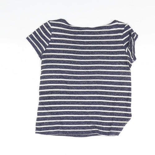 Atmosphere Womens Blue Striped  Cropped T-Shirt Size 6