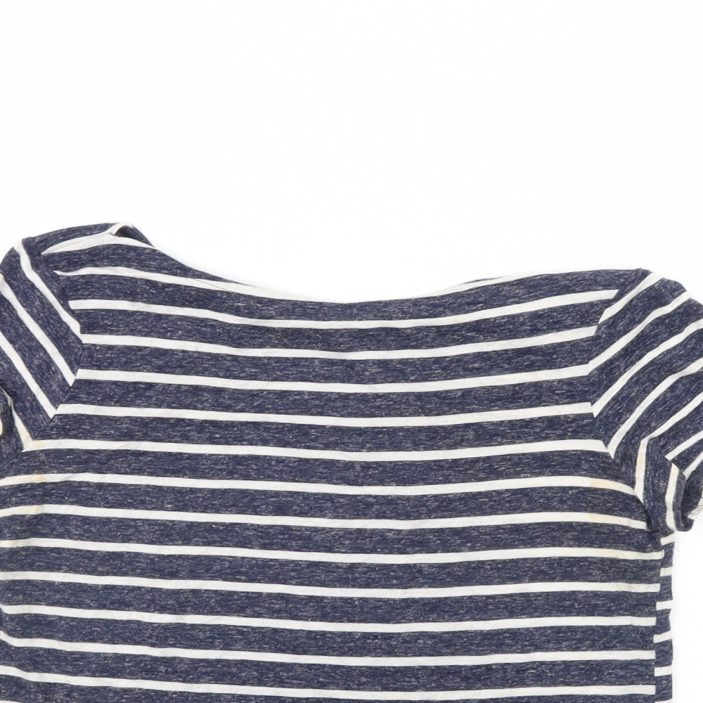 Atmosphere Womens Blue Striped  Cropped T-Shirt Size 6