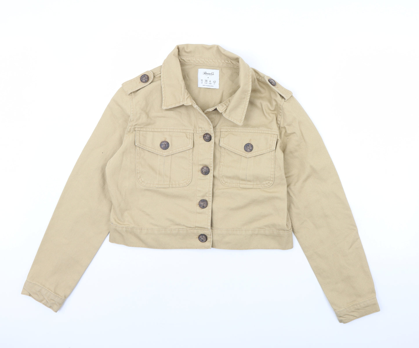Denim & Co. Womens Beige   Jacket  Size 10
