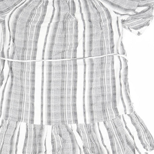 New Look Womens Grey Striped  Basic Blouse Size 8