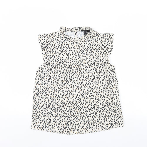New Look Womens Ivory Animal Print  Basic Blouse Size 10