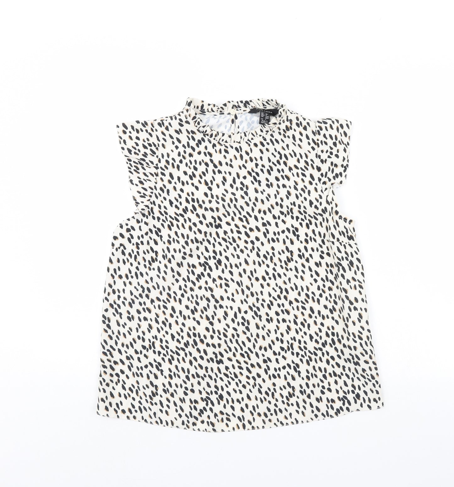 New Look Womens Ivory Animal Print  Basic Blouse Size 10