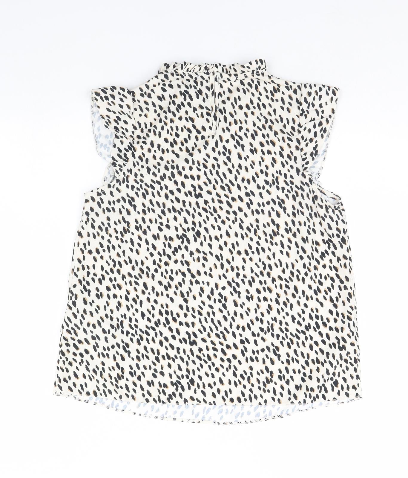 New Look Womens Ivory Animal Print  Basic Blouse Size 10
