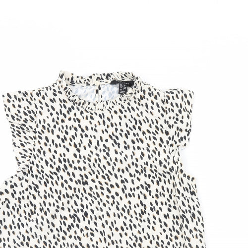 New Look Womens Ivory Animal Print  Basic Blouse Size 10
