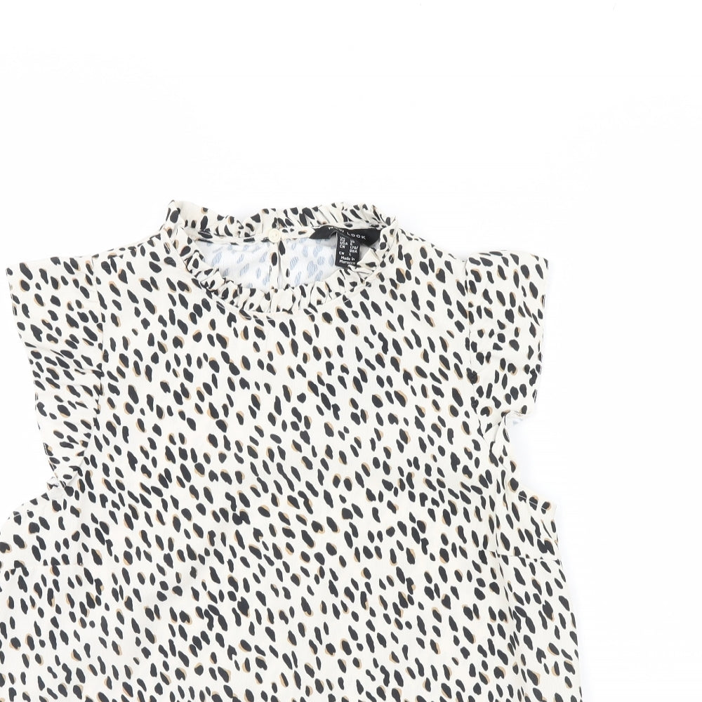 New Look Womens Ivory Animal Print  Basic Blouse Size 10