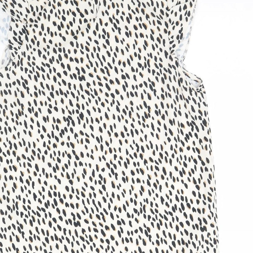 New Look Womens Ivory Animal Print  Basic Blouse Size 10