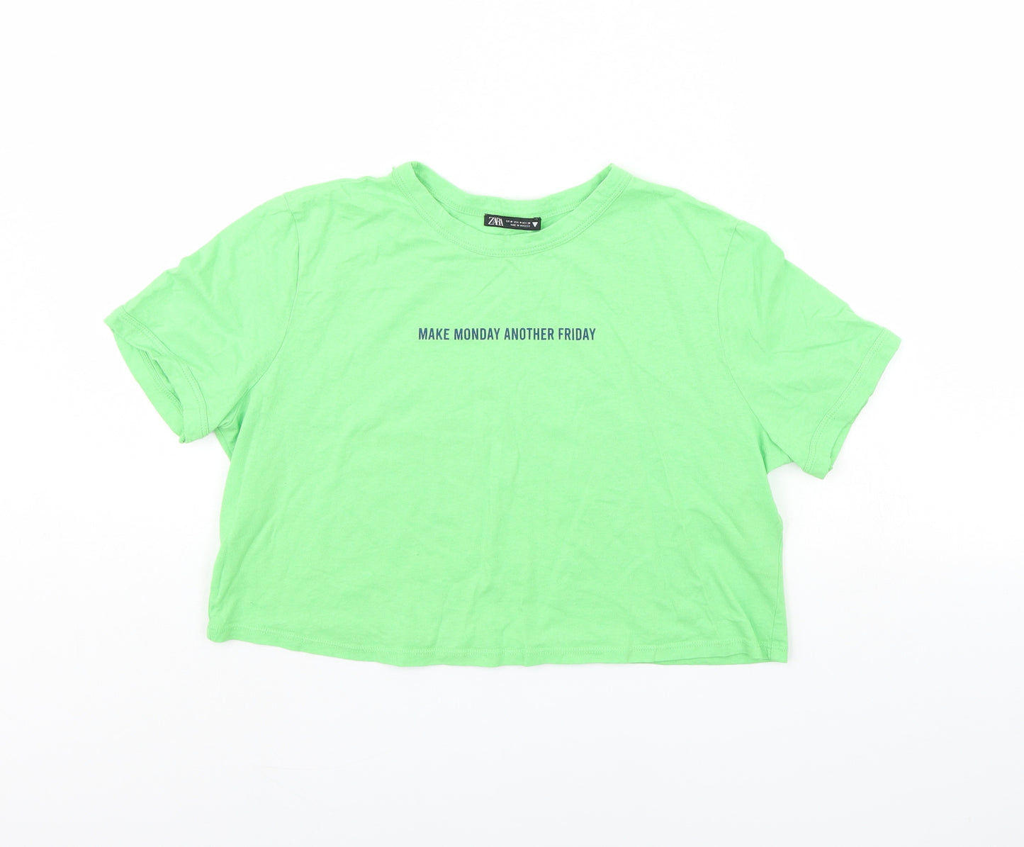 Zara Womens Green   Cropped T-Shirt Size M