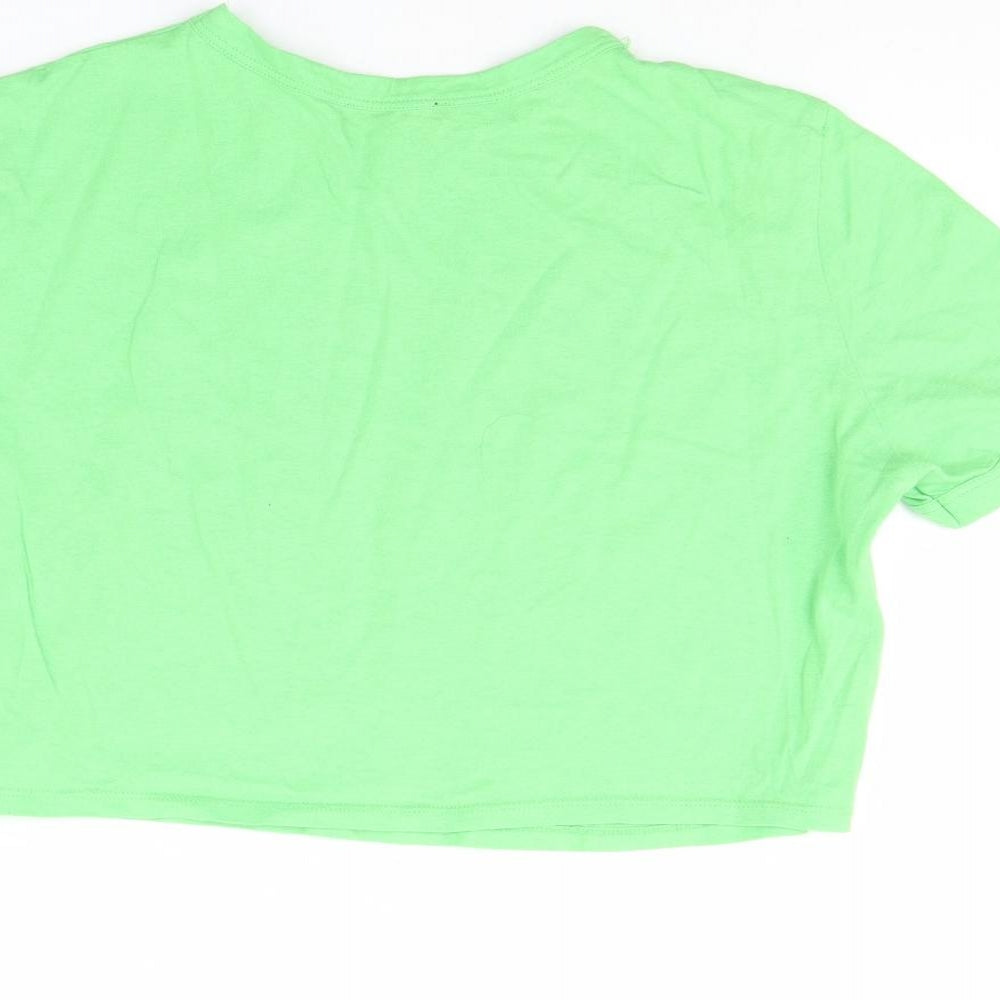 Zara Womens Green   Cropped T-Shirt Size M