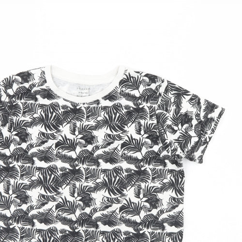 Primark Boys White Floral  Basic T-Shirt Size 9 Years