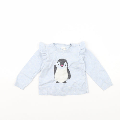 Gap Girls Blue   Pullover Jumper Size 2 Years  - Penguin