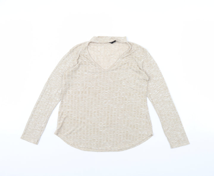 Boohoo Womens Beige Pullover Jumper Size 10