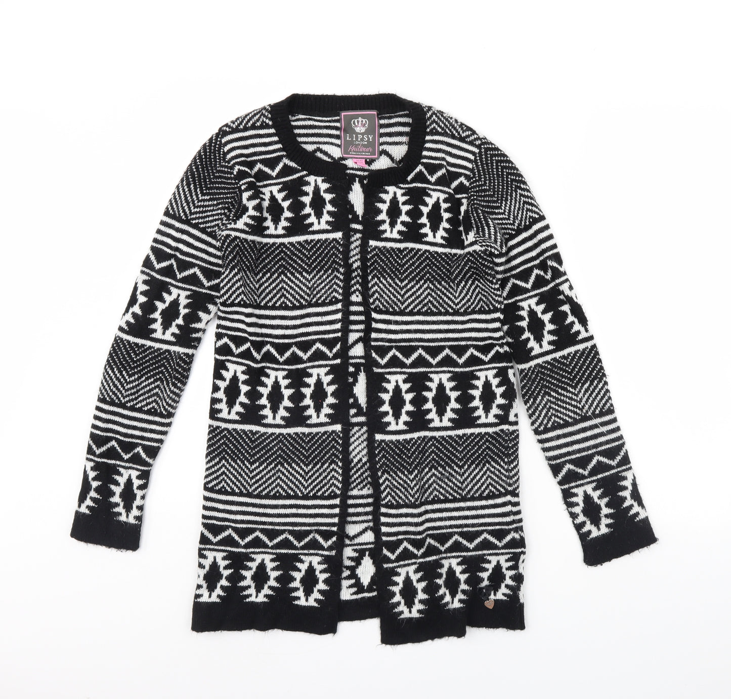 Lipsy Womens Black Geometric  Cardigan Jumper Size 10