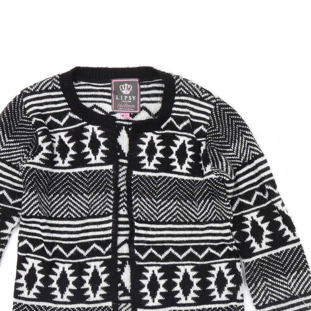 Lipsy Womens Black Geometric  Cardigan Jumper Size 10