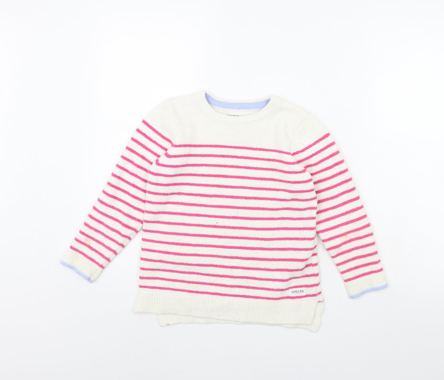 Joules Girls White Striped  Pullover Jumper Size 9 Years