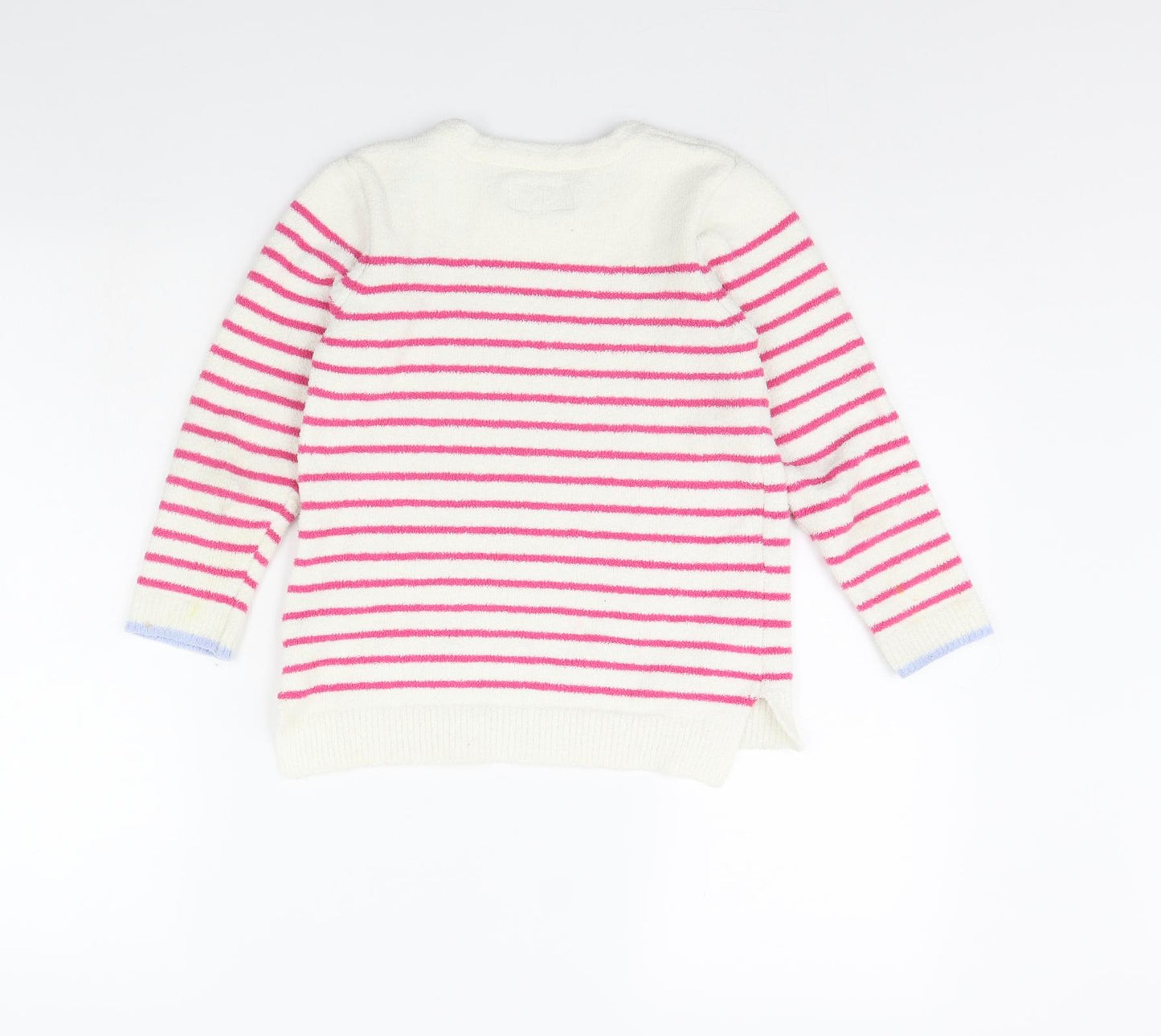 Joules Girls White Striped  Pullover Jumper Size 9 Years