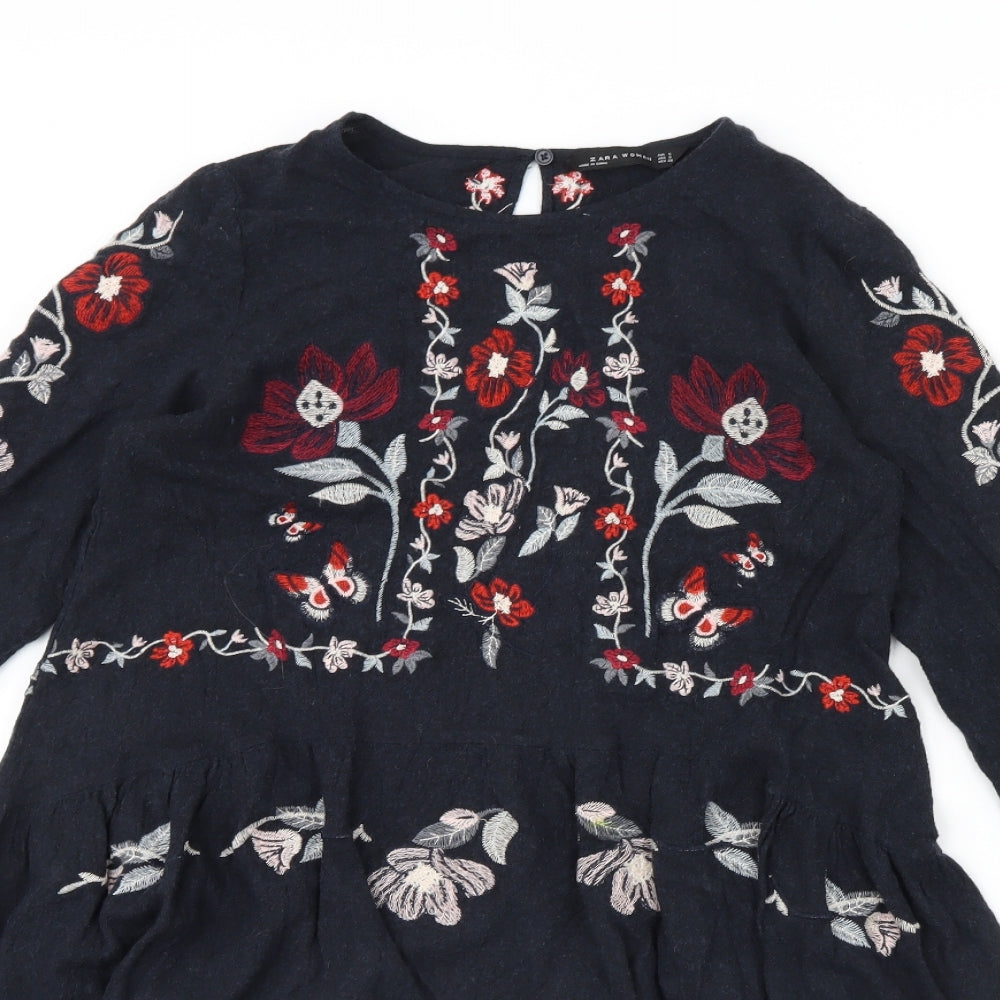 Zara Womens Blue Floral  Fit & Flare  Size S