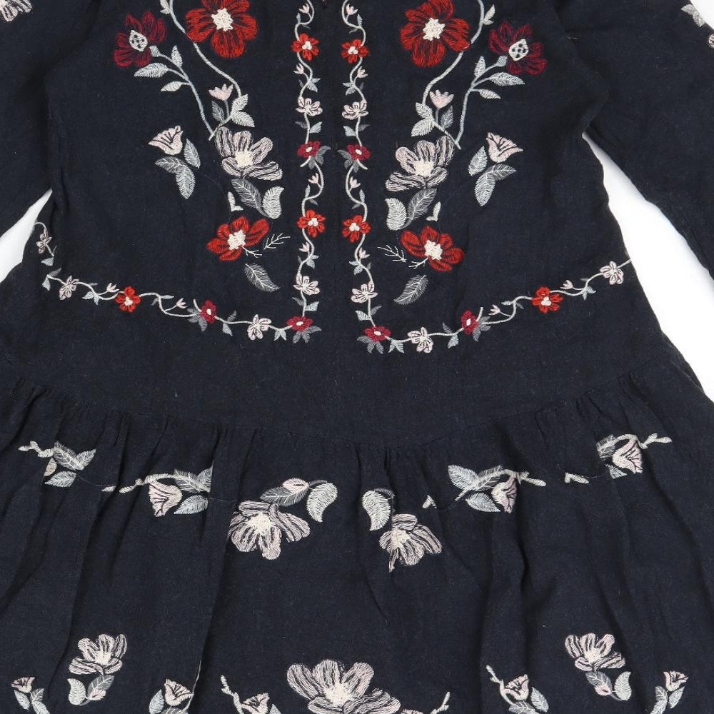 Zara Womens Blue Floral  Fit & Flare  Size S