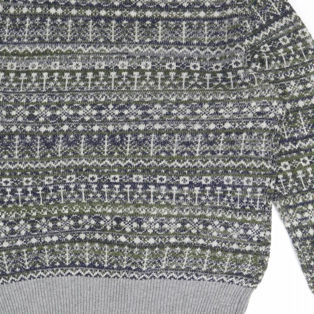 French Connection Mens Green Striped  Pullover Jumper Size L