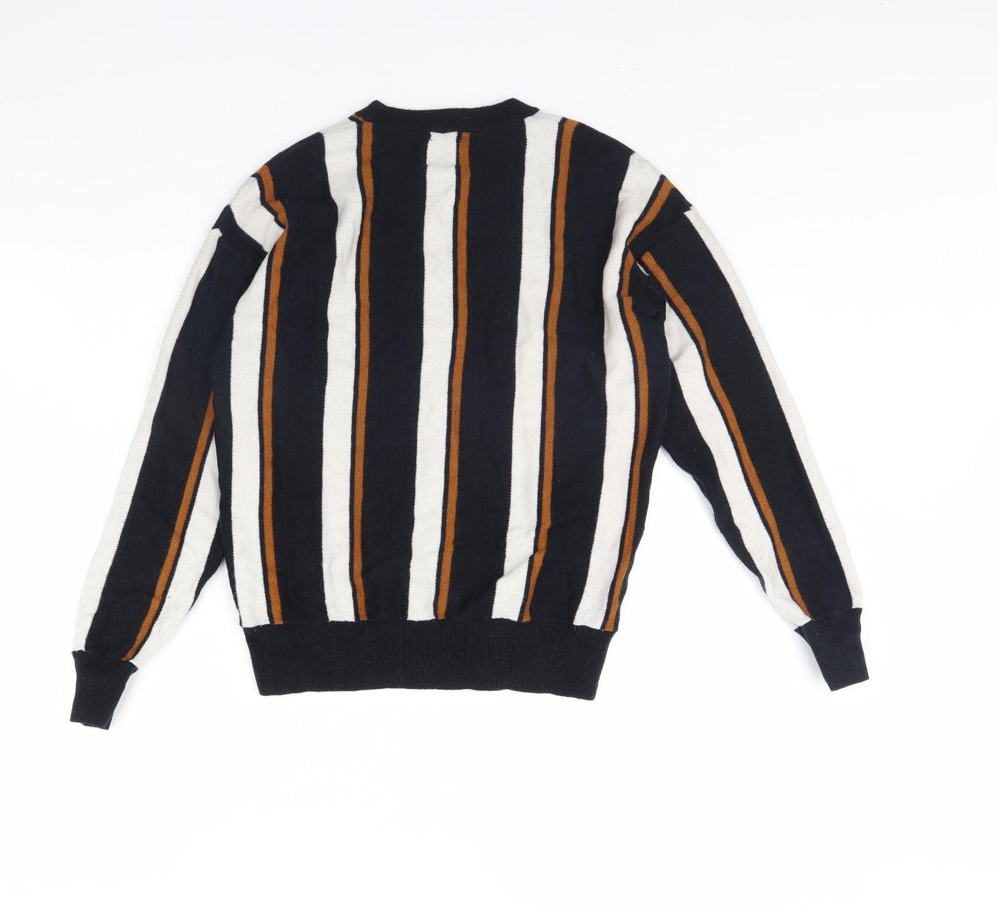 Zara Mens Black Striped  Pullover Jumper Size M