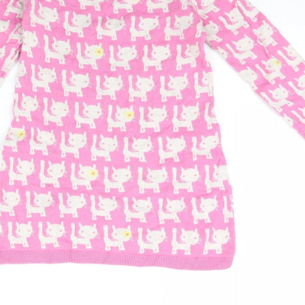 Blue Zoo Girls Pink Animal Print  Jumper Dress  Size 4 Years  - cat