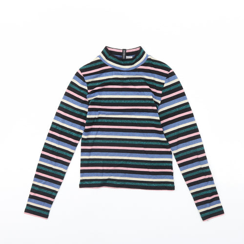 Divided Womens Black Striped  Pullover Jumper Size S
