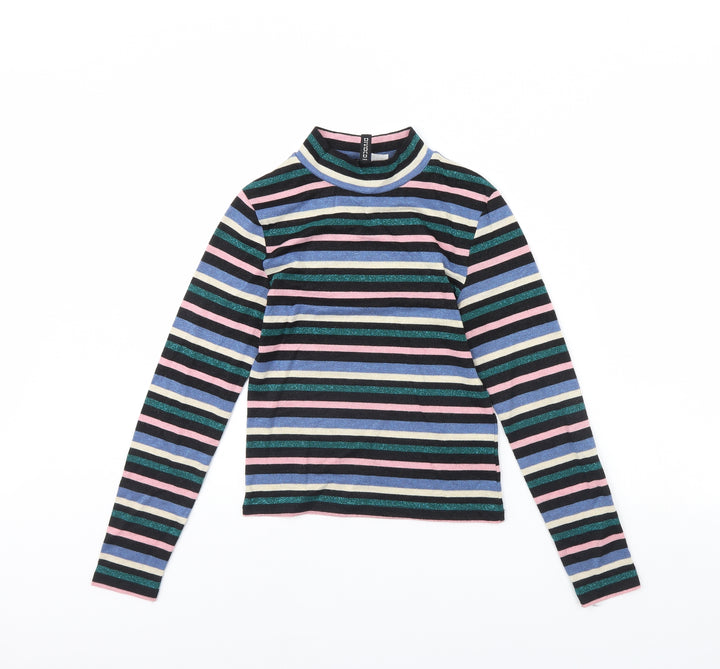 Divided Womens Black Striped  Pullover Jumper Size S