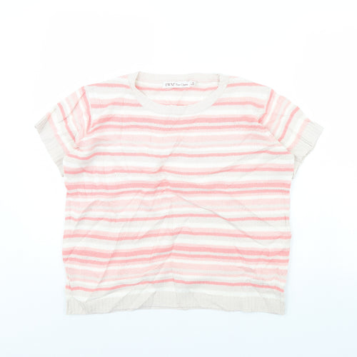 EWM Womens Pink Striped  Pullover Jumper Size M