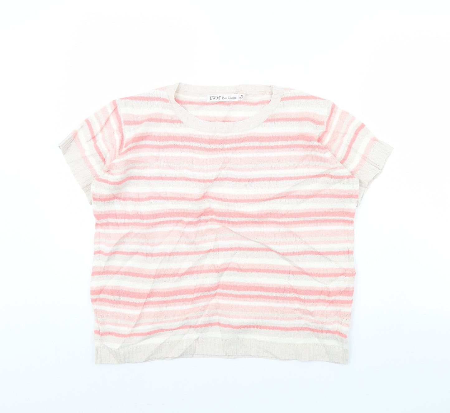 EWM Womens Pink Striped  Pullover Jumper Size M