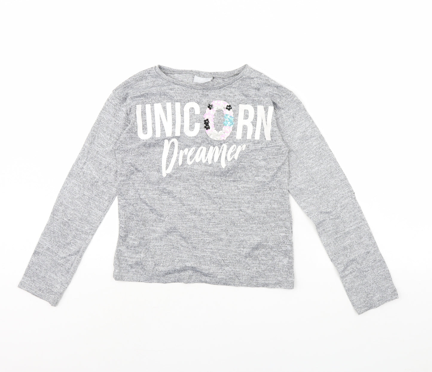 I Love Girls Wear Girls Grey   Pullover Jumper Size 11 Years  - Unicorn