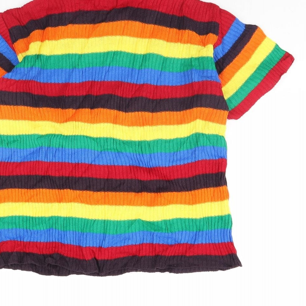 Daisy Street Womens Multicoloured Striped  Basic T-Shirt Size 12