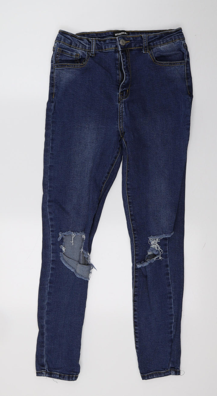 Momokrom Womens Blue  Denim Skinny Jeans Size 12 L26 in