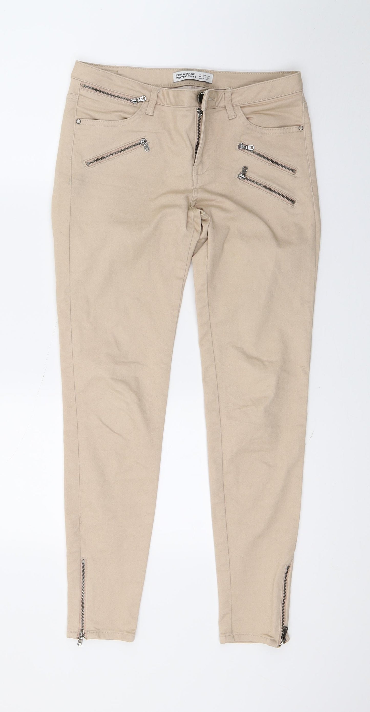 Zara Womens Beige  Denim Skinny Jeans Size 10 L26 in