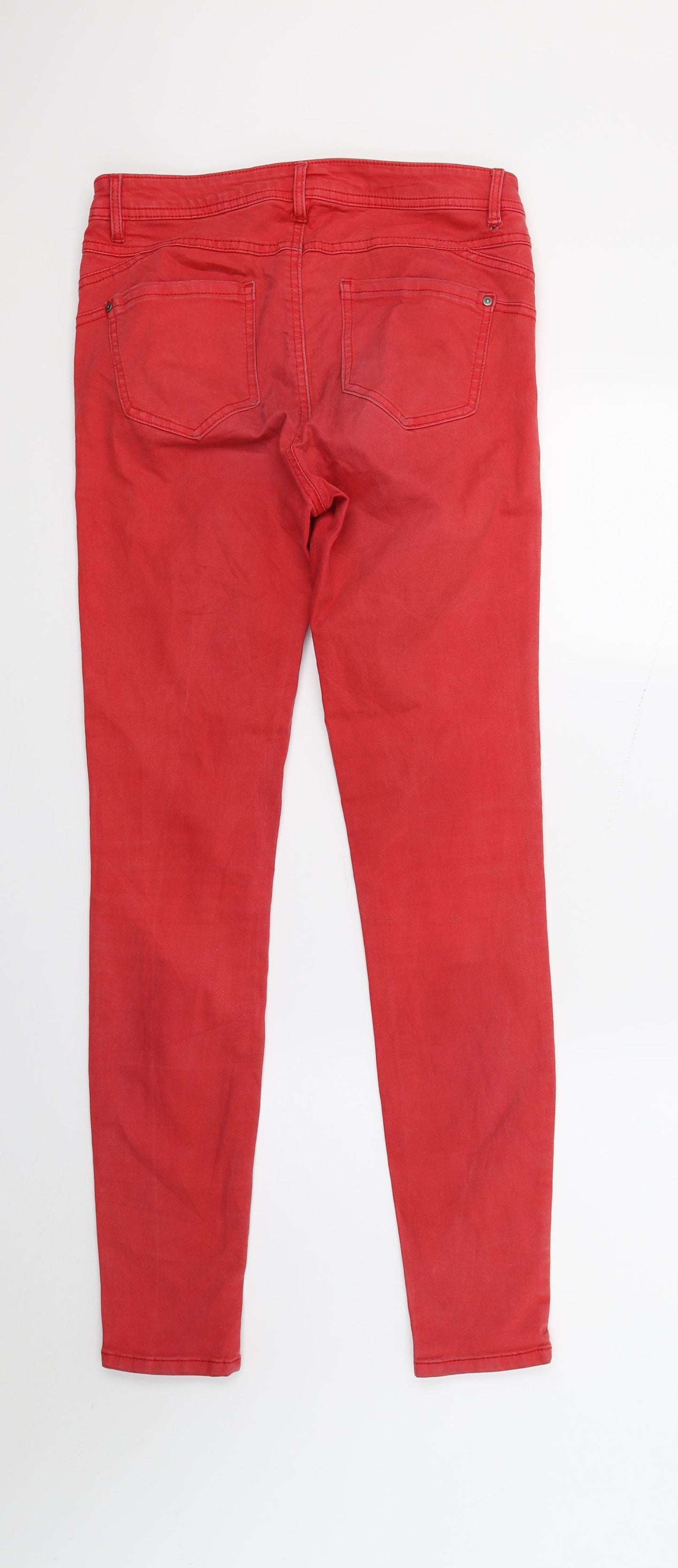 RESERVED Womens Red  Denim Skinny Jeans Size 10 L28 in