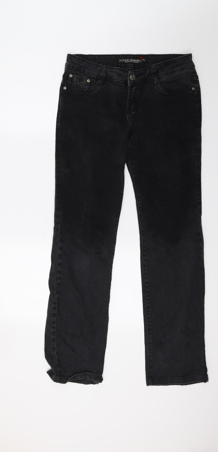 Mado Womens Black Denim Straight Jeans Size L L29 in