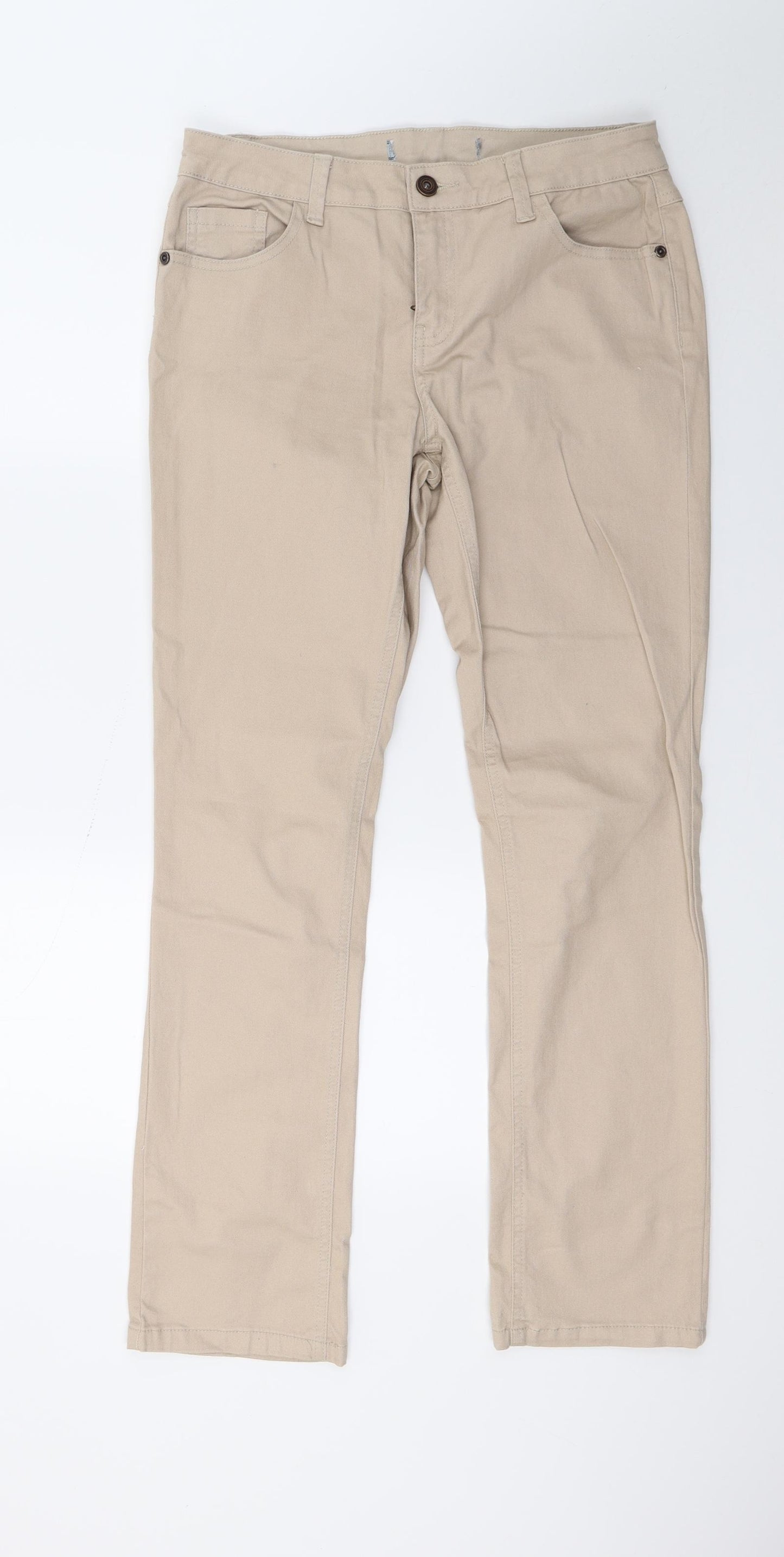 Dunes Womens Beige  Denim Straight Jeans Size 12 L28 in