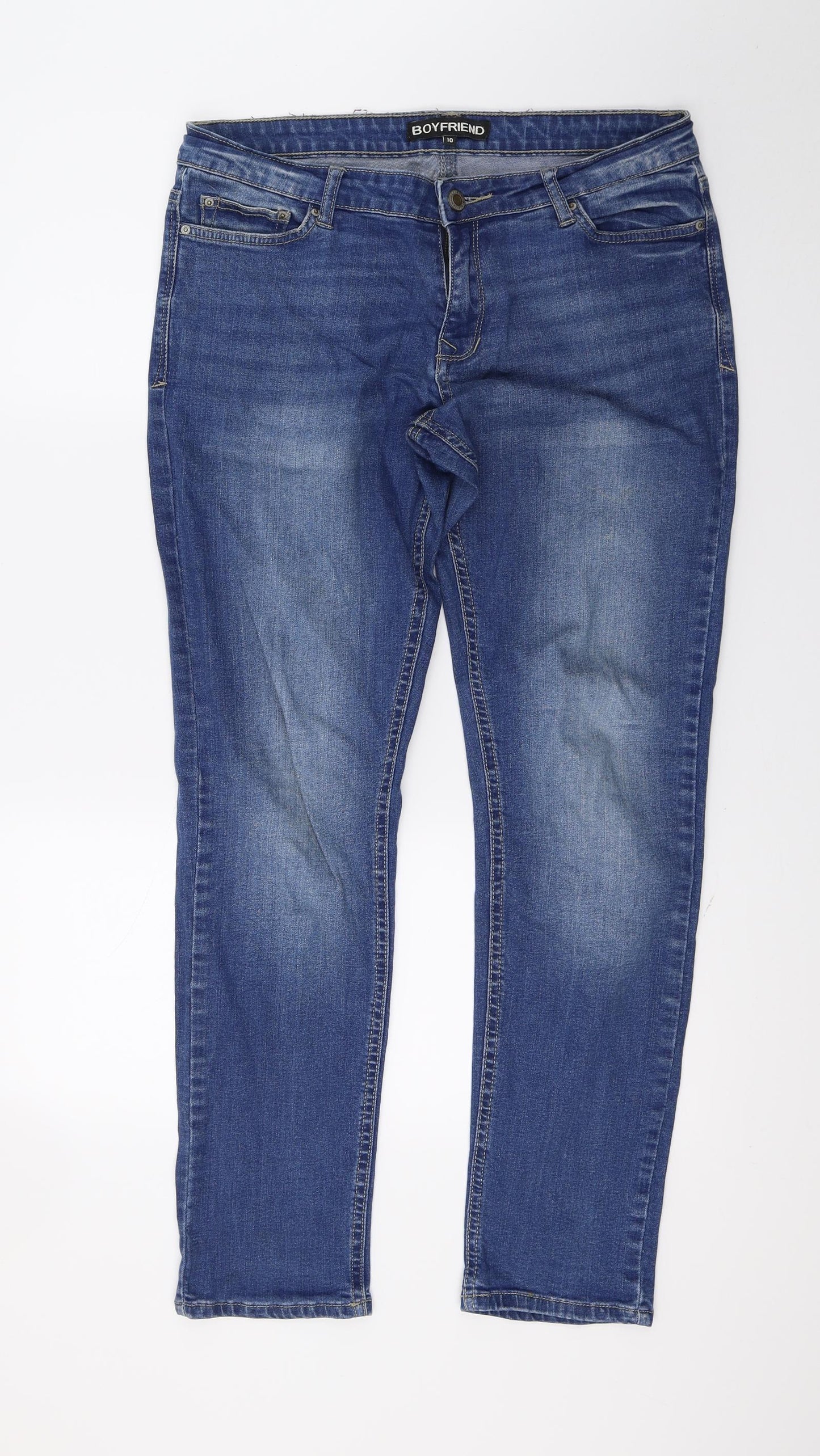 Peacocks Womens Blue  Denim Boyfriend Jeans Size 10 L29 in