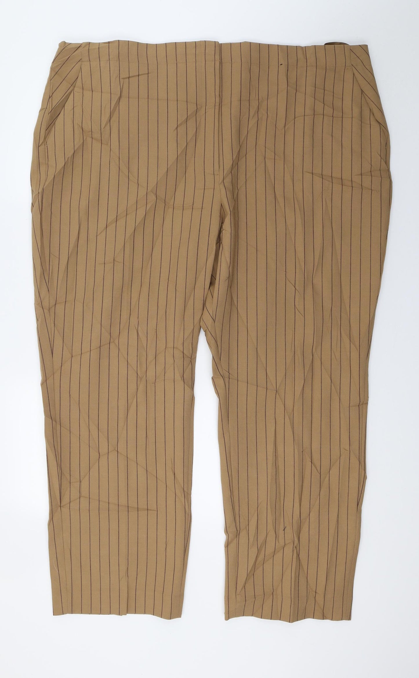Marks and Spencer Womens Brown Striped  Trousers  Size 24 L25 in