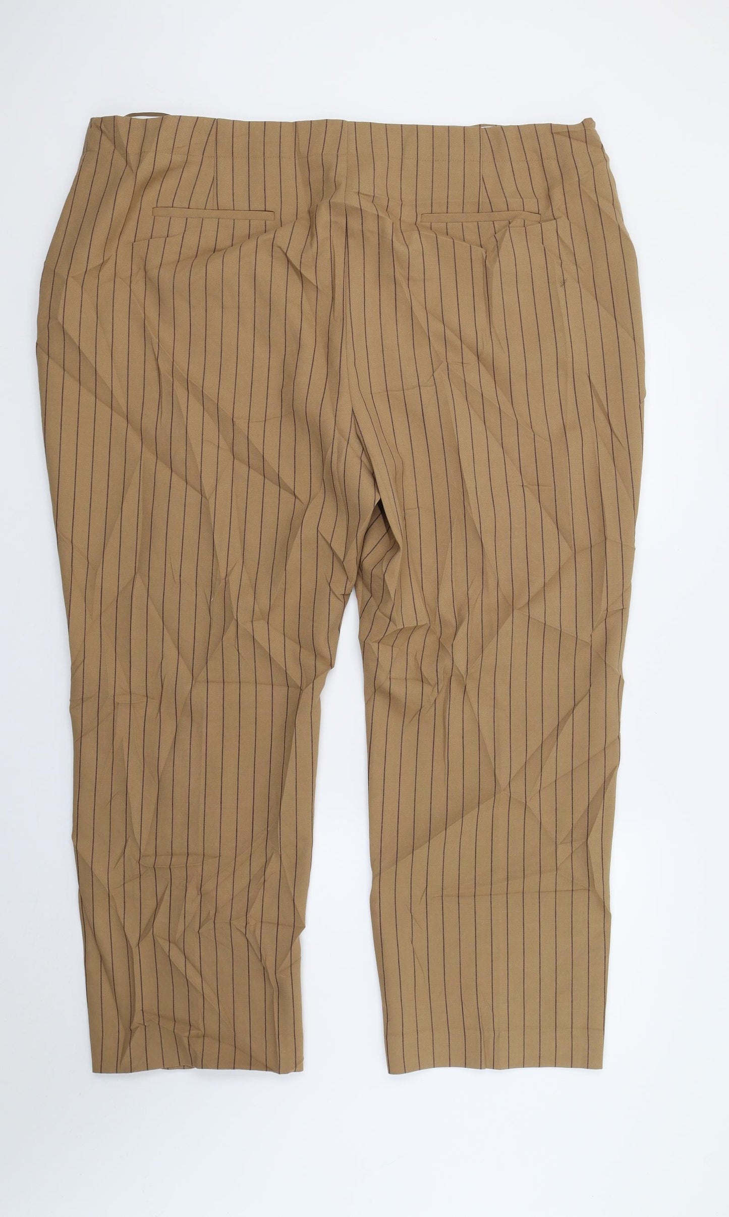 Marks and Spencer Womens Brown Striped  Trousers  Size 24 L25 in