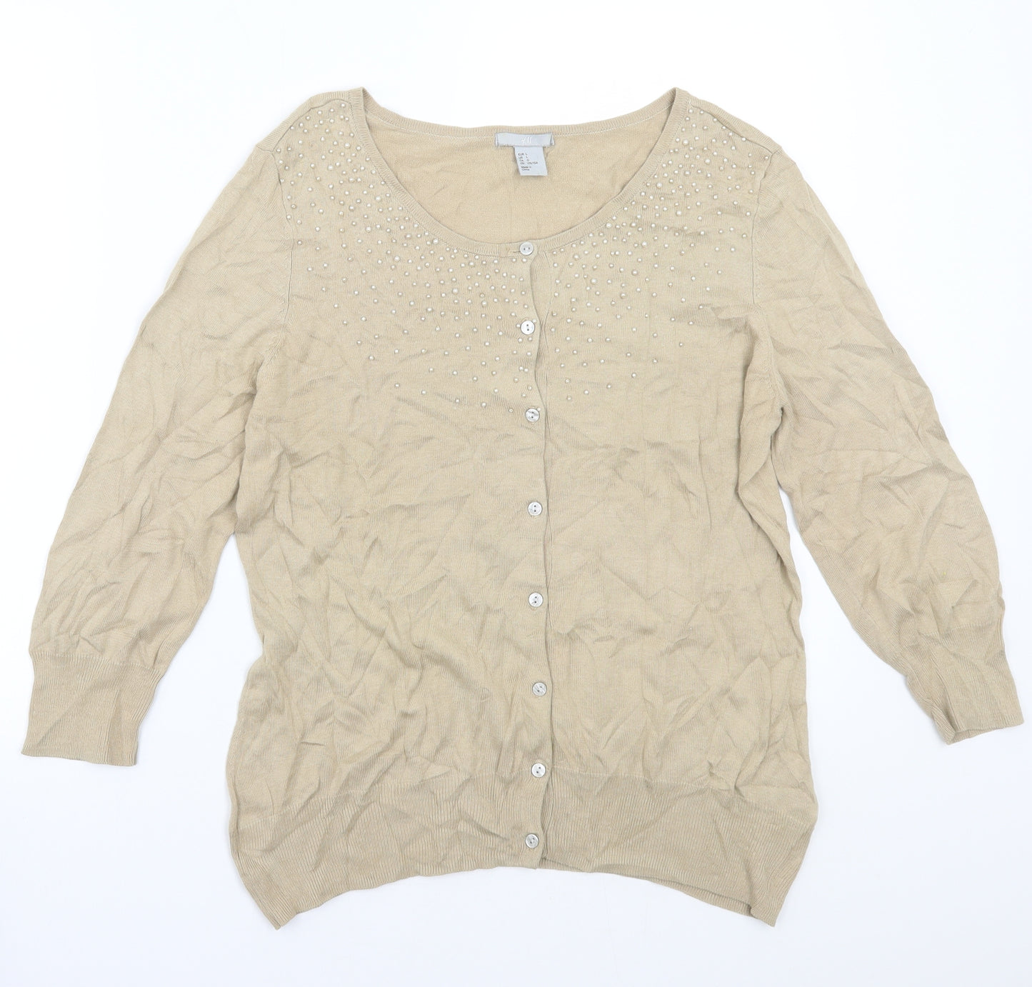 H&M Womens Beige   Cardigan Jumper Size L
