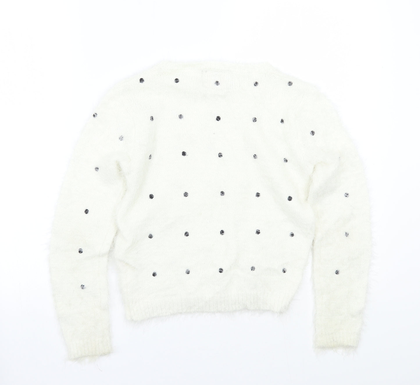 Young Dimension Girls White Polka Dot  Pullover Jumper Size 12 Years