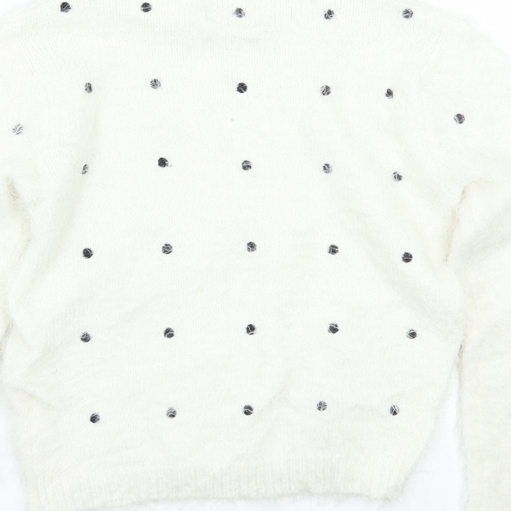 Young Dimension Girls White Polka Dot  Pullover Jumper Size 12 Years