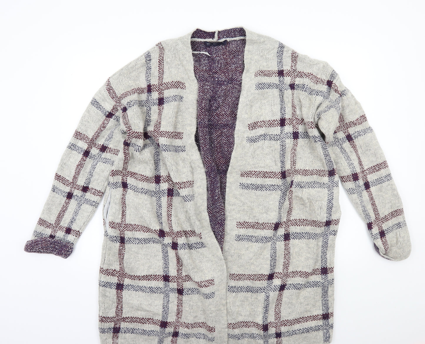 Marks and Spencer Womens Grey Check  Cardigan Jumper Size XL