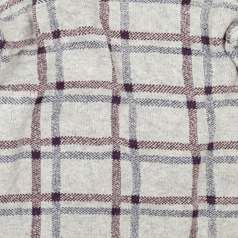 Marks and Spencer Womens Grey Check  Cardigan Jumper Size XL