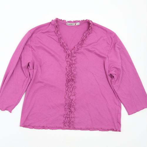 Poppy Womens Pink   Basic T-Shirt Size 16