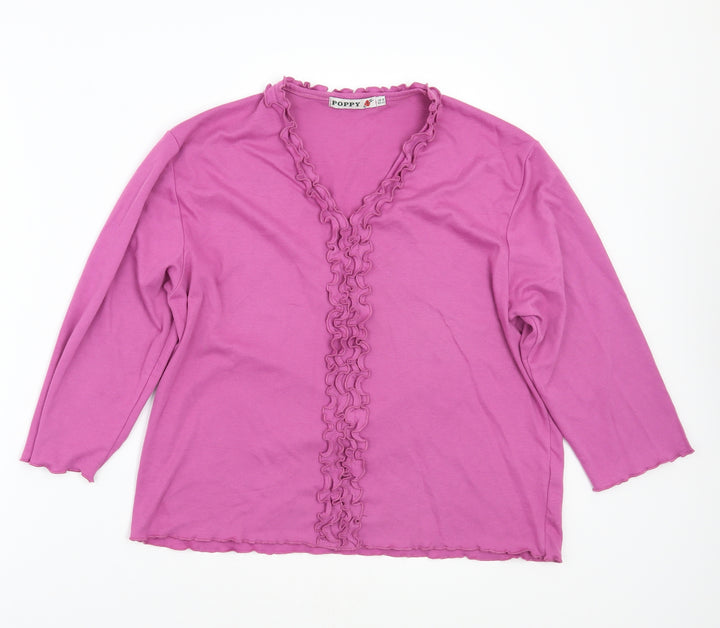 Poppy Womens Pink   Basic T-Shirt Size 16