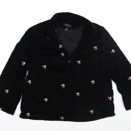 Newlook Womens Black Floral  Basic Button-Up Size 8