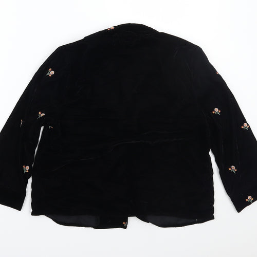 Newlook Womens Black Floral  Basic Button-Up Size 8